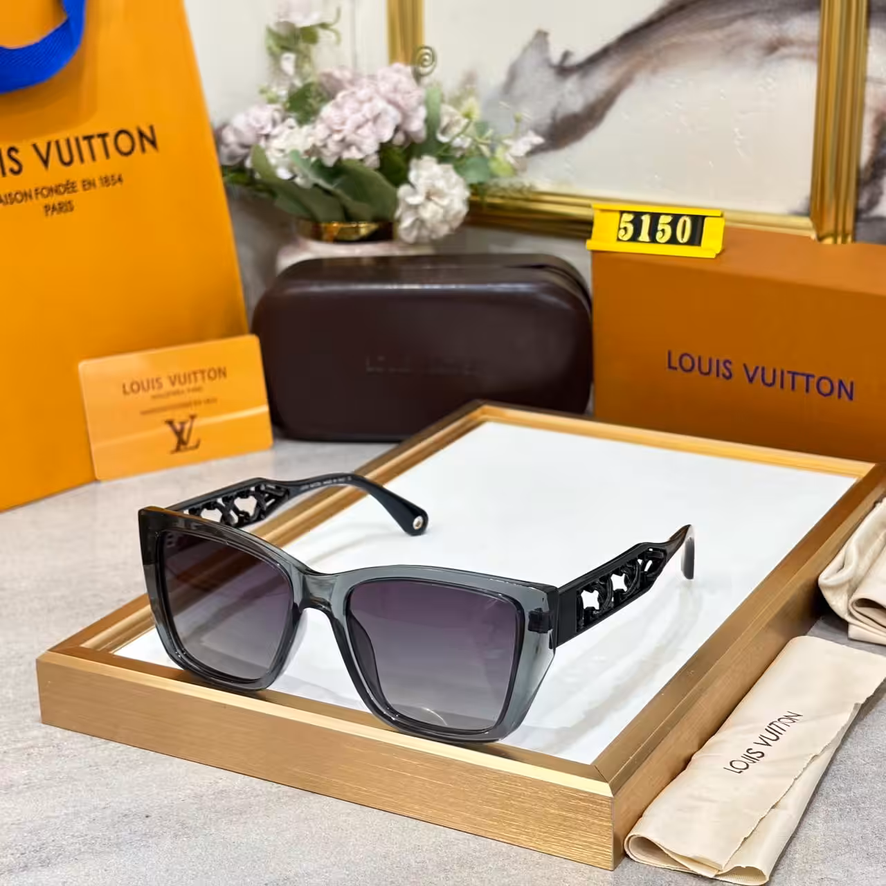 Louis Vuitton Grey Square Cutout Monogram Sunglass For Women