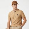 Burberry Khaki Polo Shirt with Monogram Logo & Check Trim
