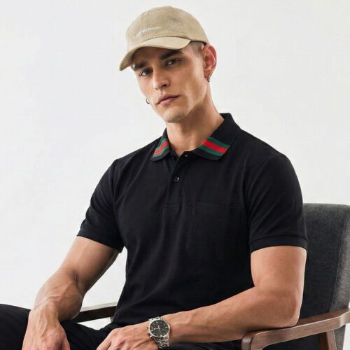 WhatsApp Image 2026-02-14 at 20.33.16 Gucci Black Polo Tshirt with Web Stripe Collar