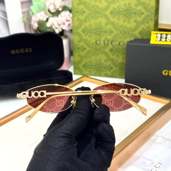 Gucci Oval Wine GG Glass Women’s Sunglass
