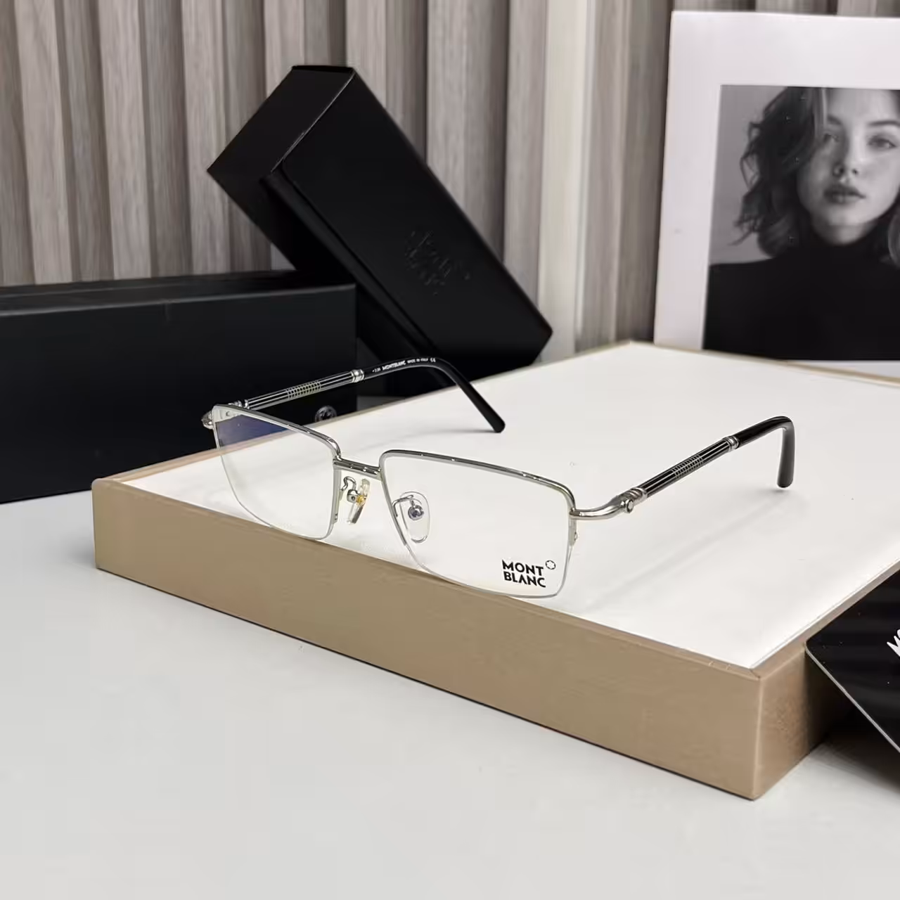 Montblanc Rectangular Silver Frame Unisex Premium Eyeglass