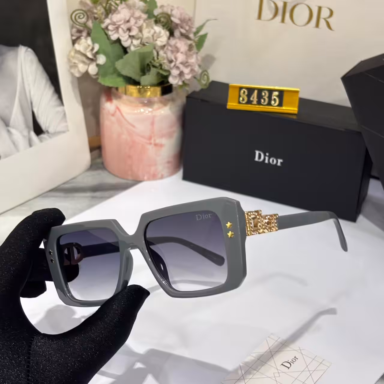 Dior Square CD Square Gray Violet Tint Women’s Sunglass