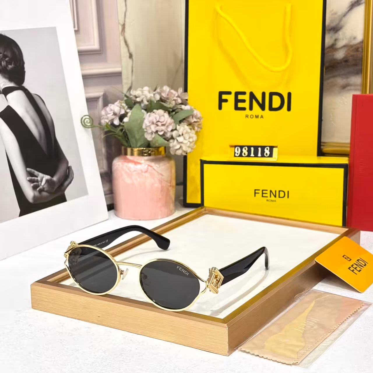 Fendi Oval Black Tint Unisex Sunglass