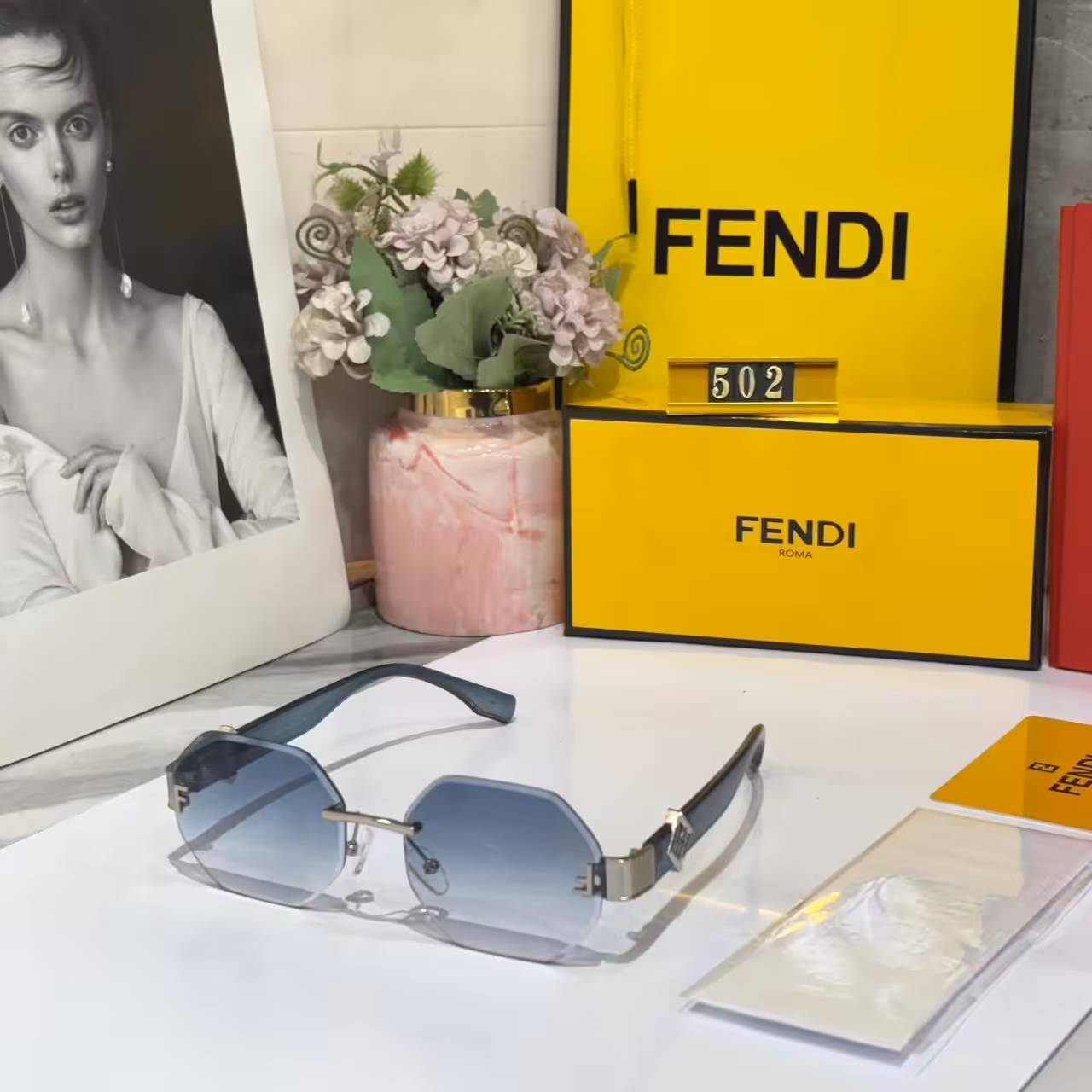 Fendi FF Hexagonal Blue Tint Men’s Sunglass