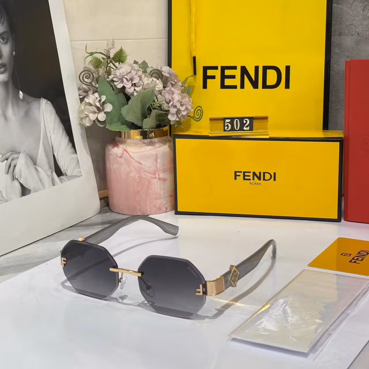 Fendi FF Hexagonal Gray Tint Men’s Sunglass