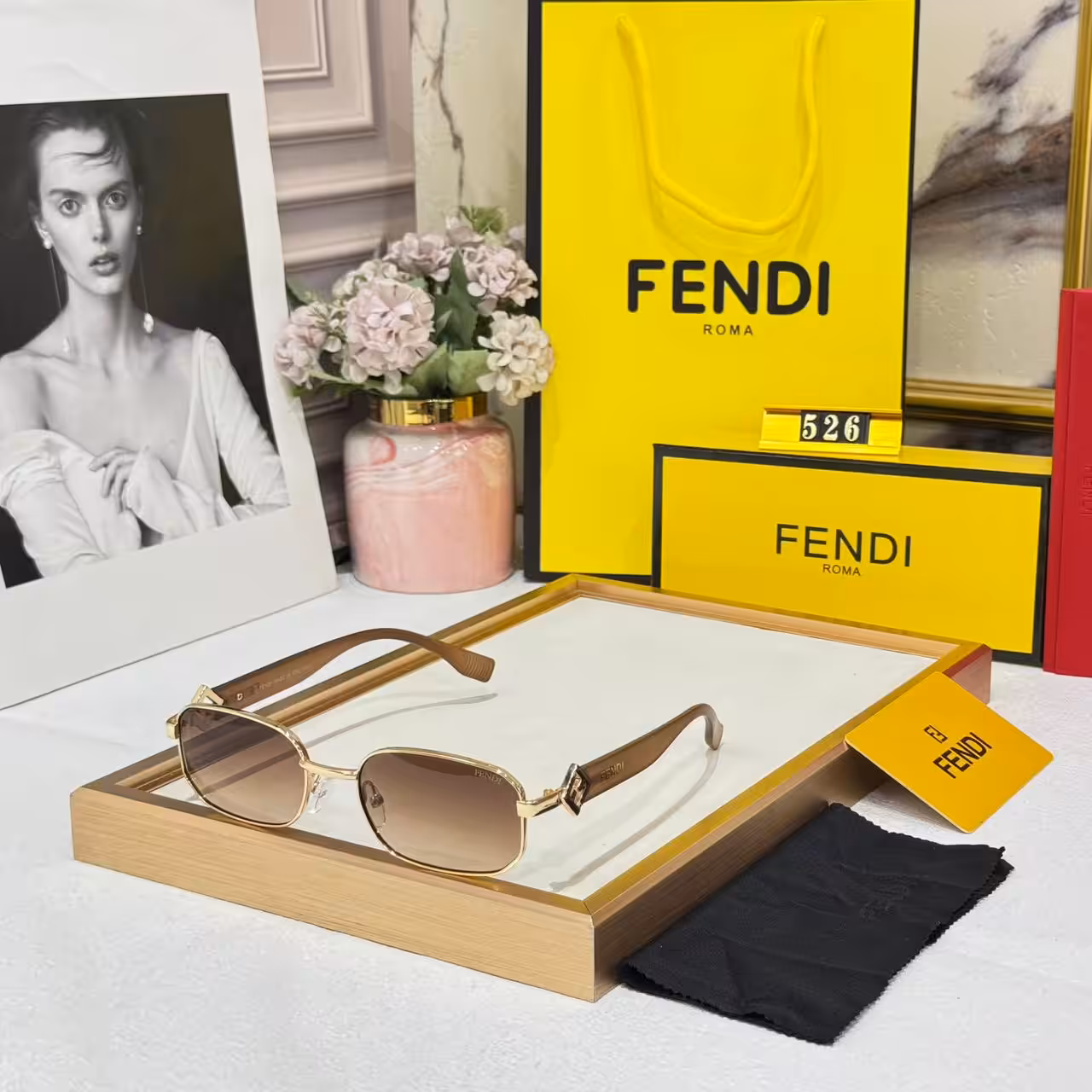 Fendi FF Rectangular Brown Tint Men’s Sunglass