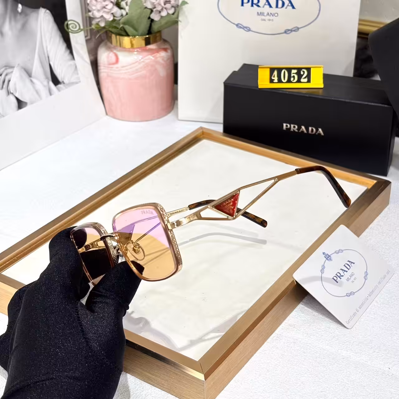 WhatsApp Image 2025-11-03 at 5.19.45 PM Prada Square Frame Pink Purple Tint Unisex Sunglass