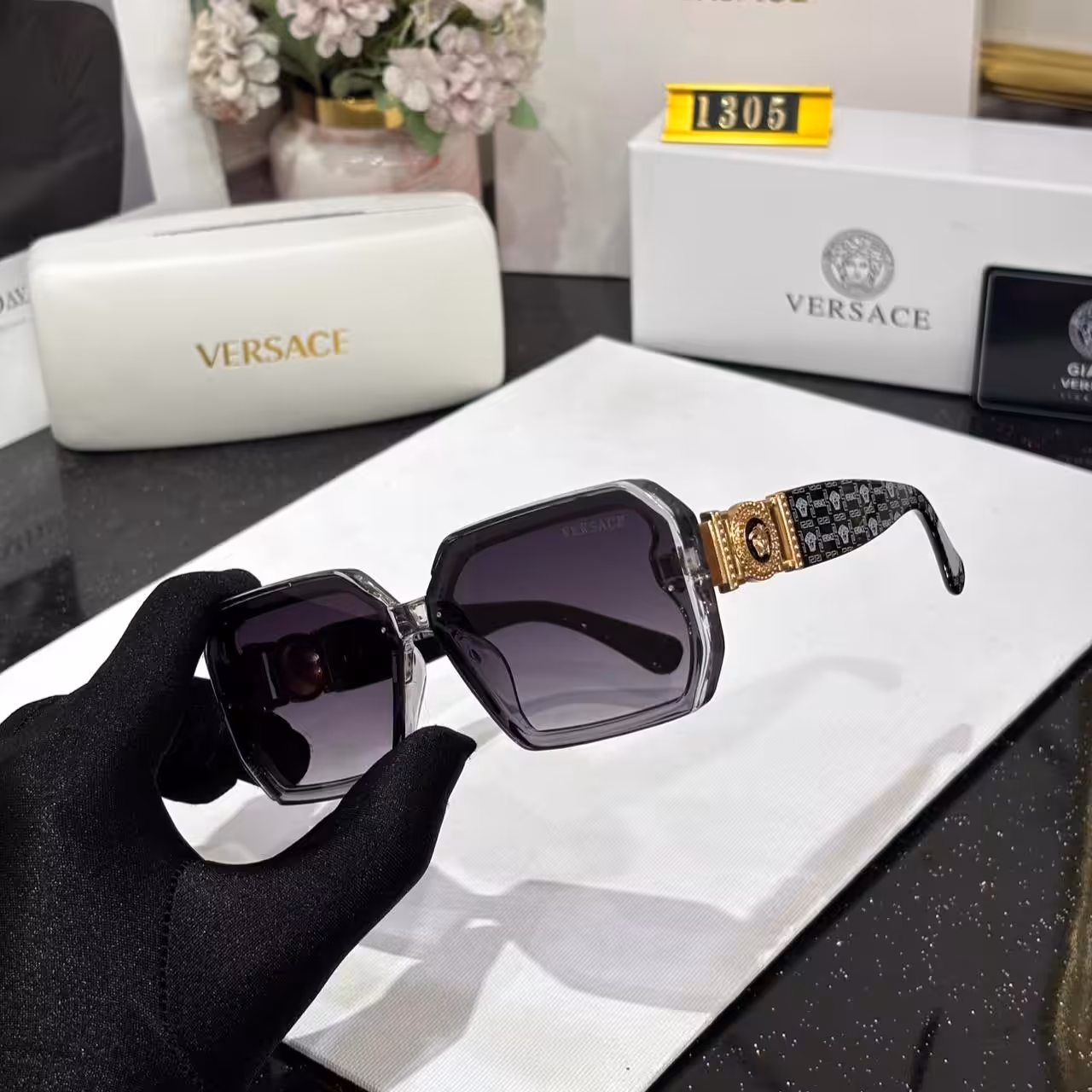 Versace Square Violet Tint Men’s Sunglass