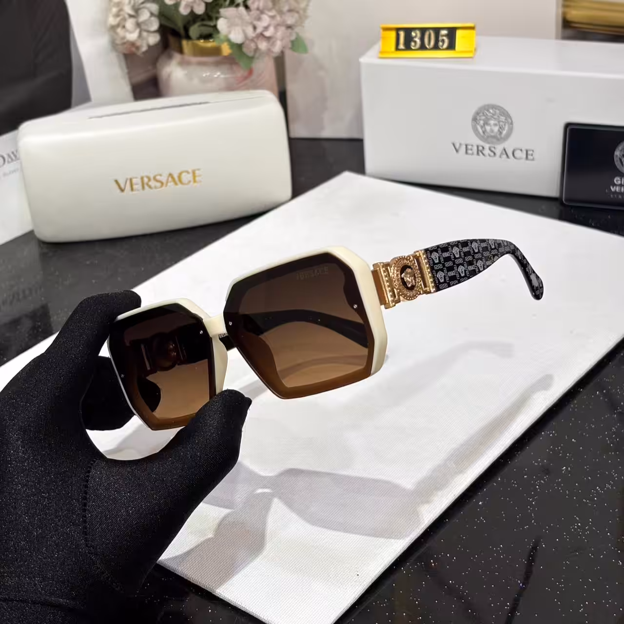 Versace Square Brown Tint Men’s Sunglass