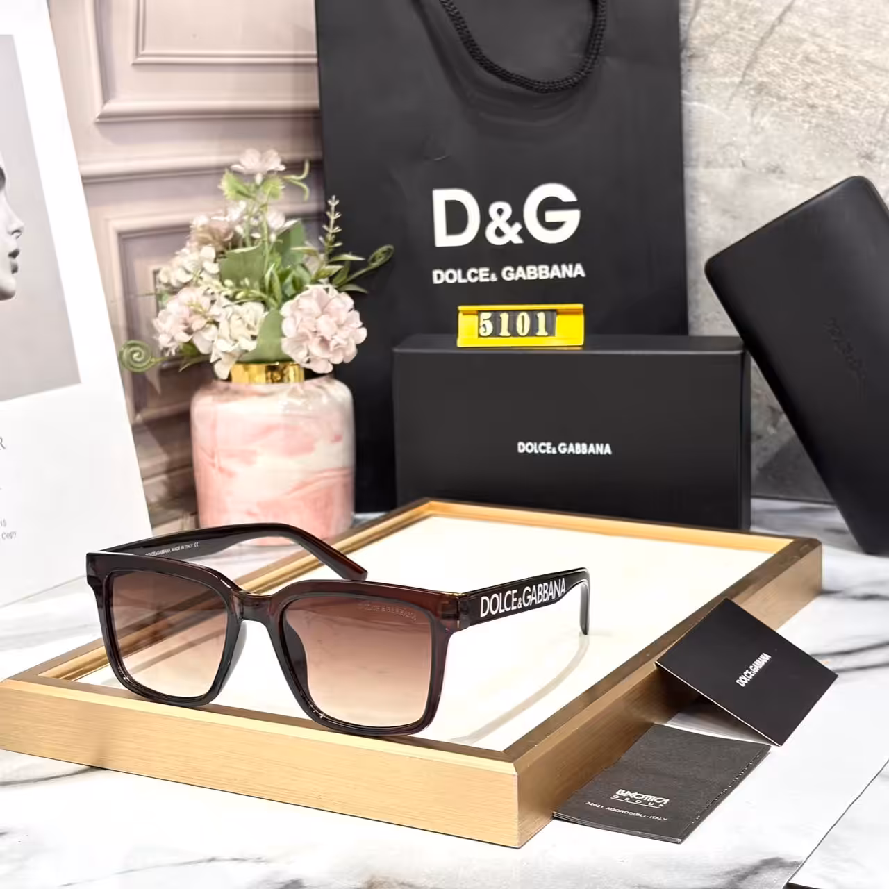 Dolce & Gabana Brown Tint Wayfarer Men’s Sunglass