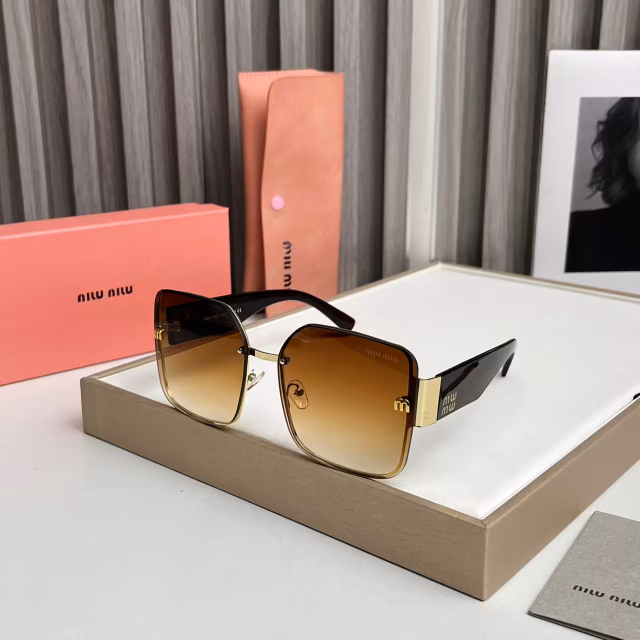Miu Miu Oversized Square Gradient Brown and black Sunglass