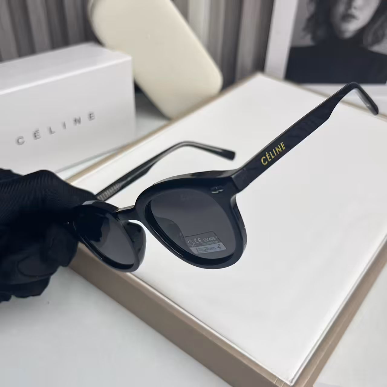 WhatsApp Image 2025-11-13 at 6.32.57 PM (1) Celine Black Round Classic Polarized Sunglasses