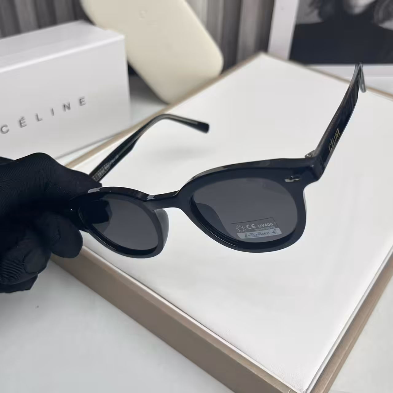 WhatsApp Image 2025-11-13 at 6.32.57 PM (2) Celine Black Round Classic Polarized Sunglasses