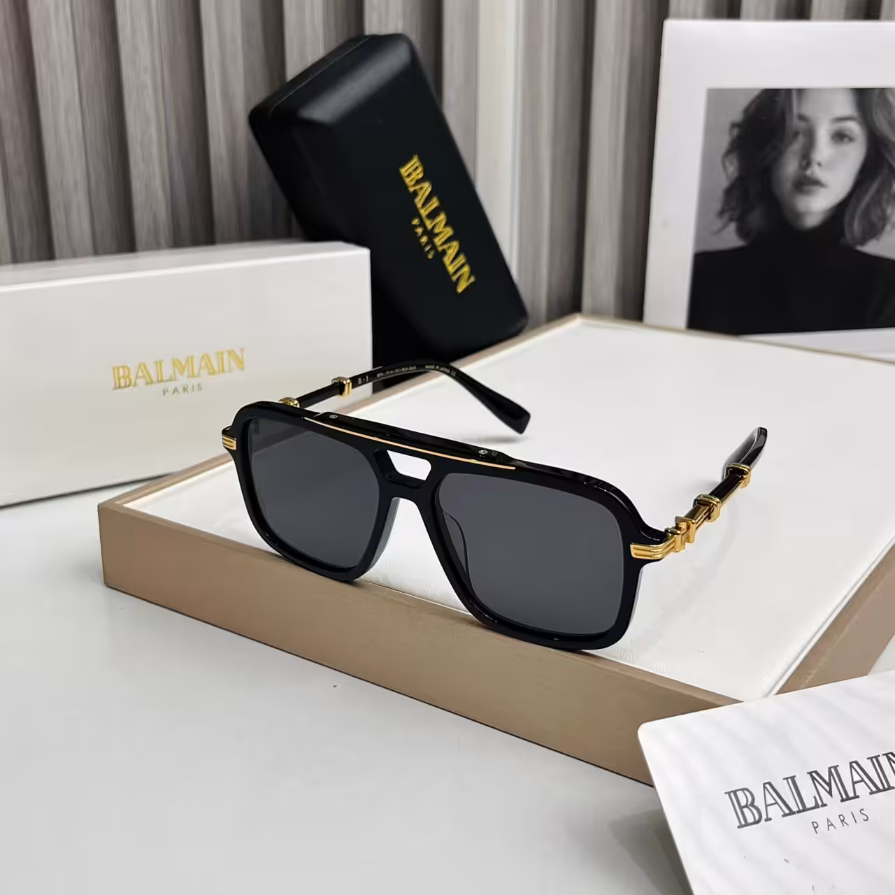 WhatsApp Image 2025-11-20 at 6.27.04 PM Balmain Black Gold Aviator Sunglasses
