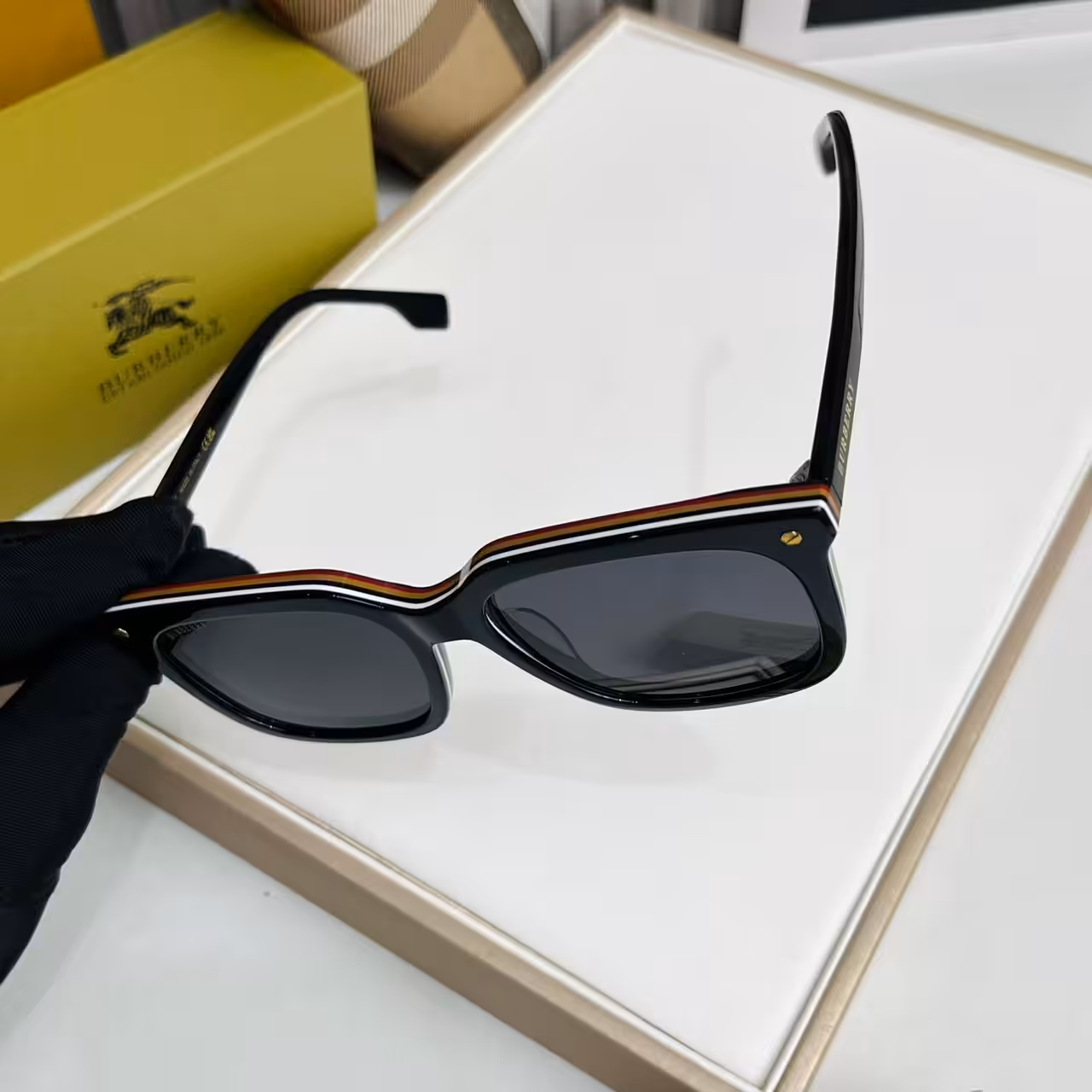 Burberry Square Black Acetate Sunglasses