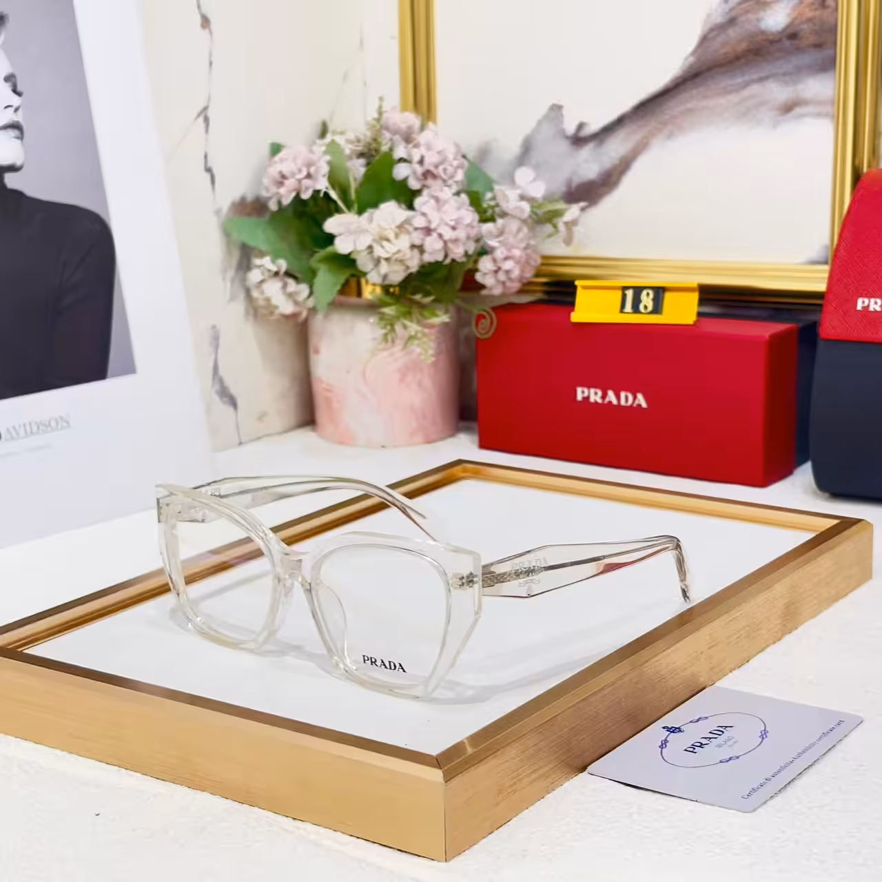 Prada Rectangular Transparent Womens Premium Eyeglass