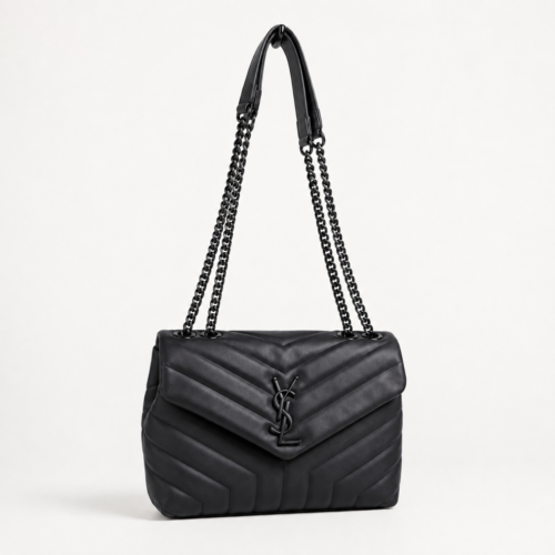 Ysl Lou Lou Medium All Black Sling Bag (With Box)
