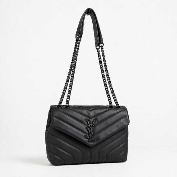 Ysl Lou Lou Medium All Black Sling Bag (With Box)