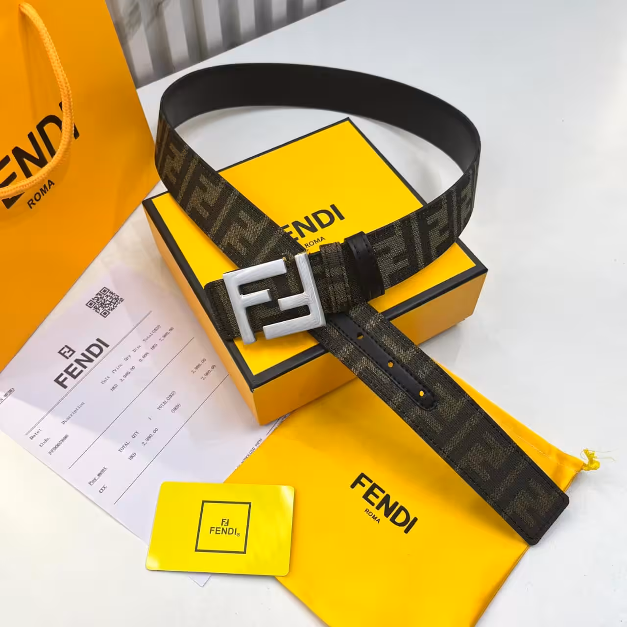 Fendi Brown FF Monogram Belt