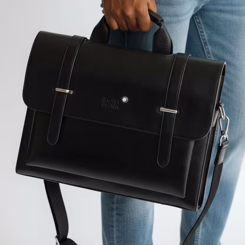 Montblanc Black Leather Laptop Bag