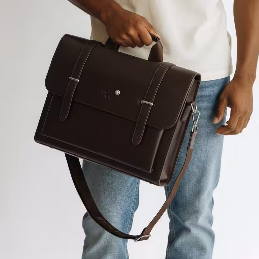 Montblanc Coffee Leather Laptop Bag