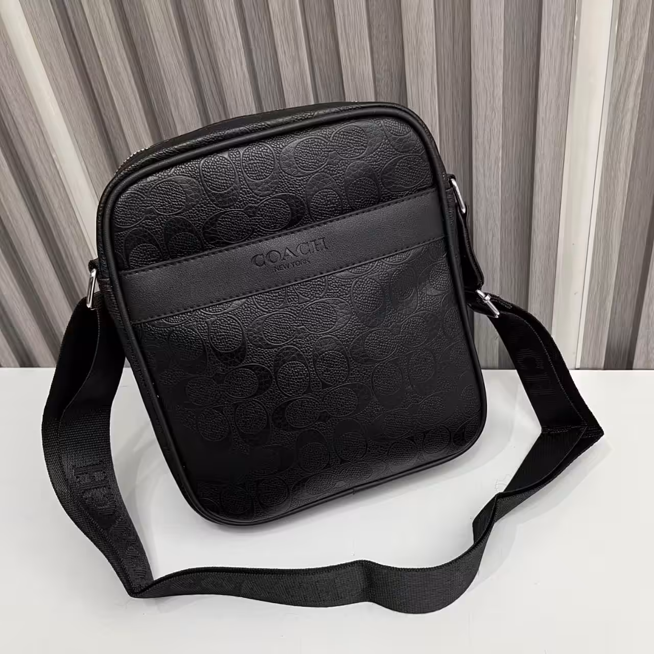 Coach Black embossed Messenger Bag
