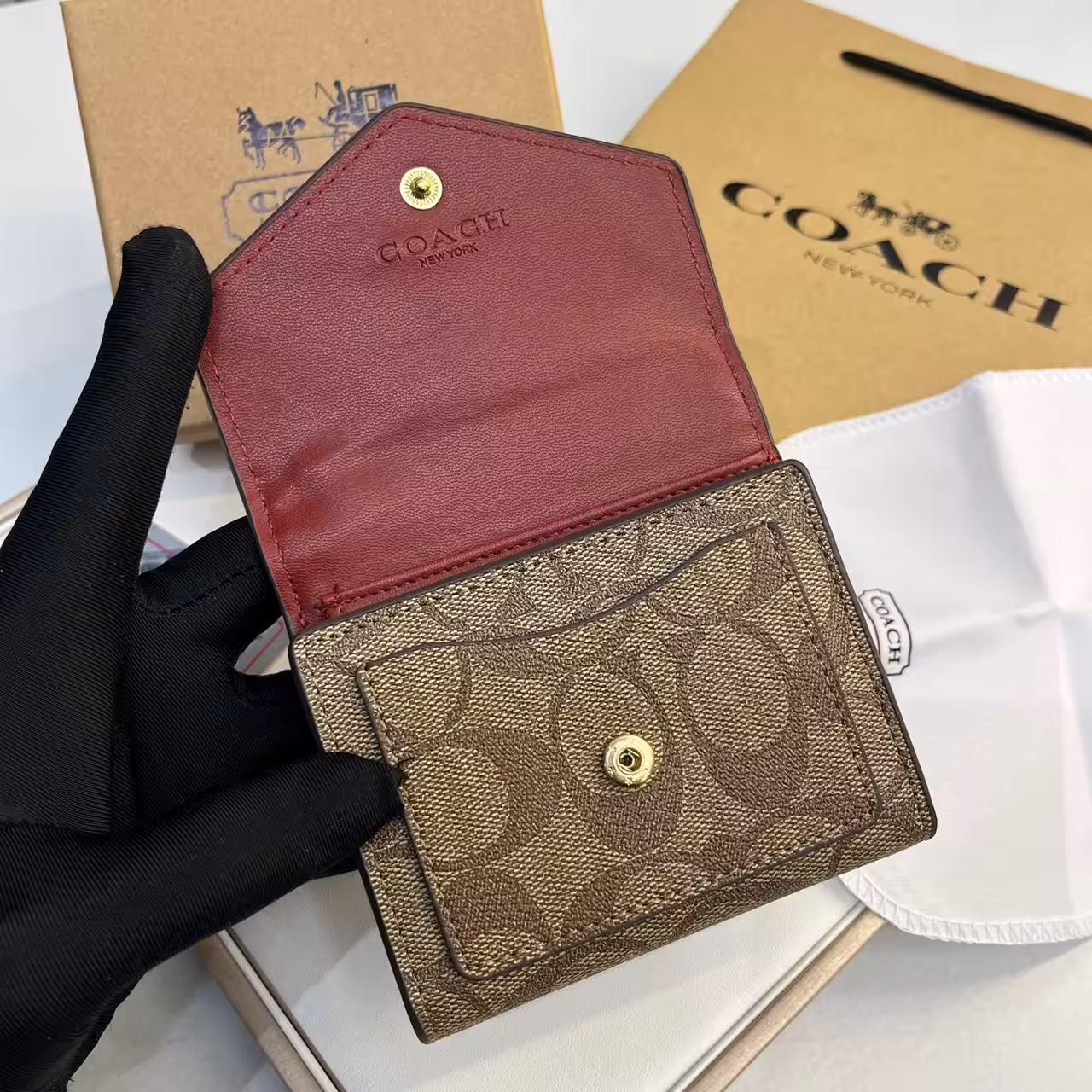 Coach Three Fold Rose Pink Wallet