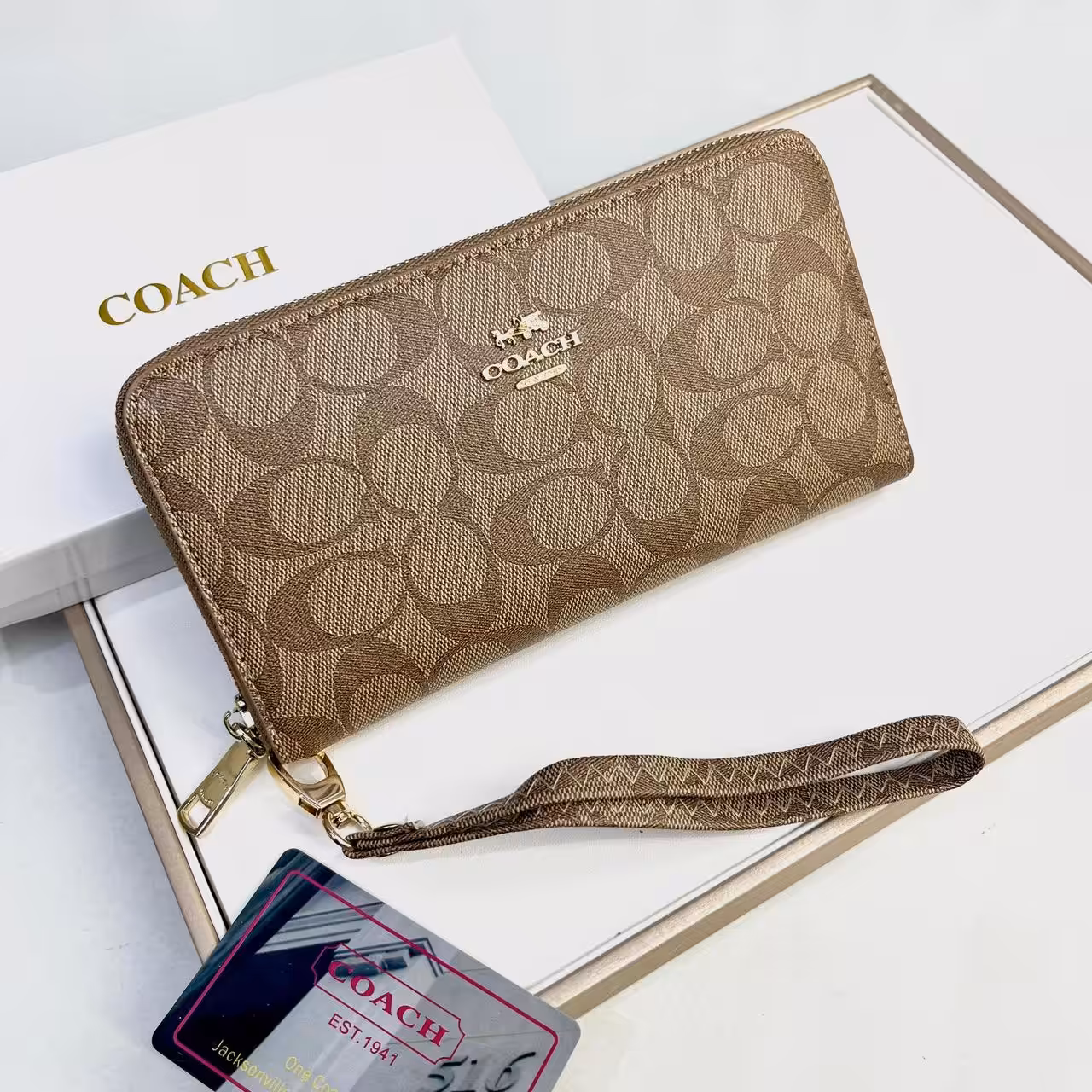 Coach Apricot Long Zipper Wallet