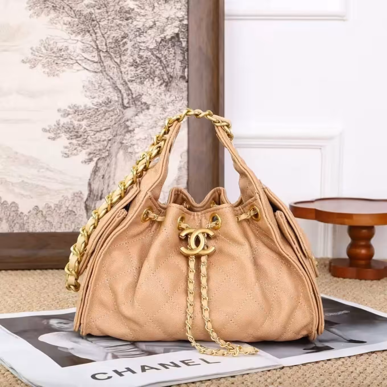Chanel 25 Mini Apricot Hobo Bag (With Box)