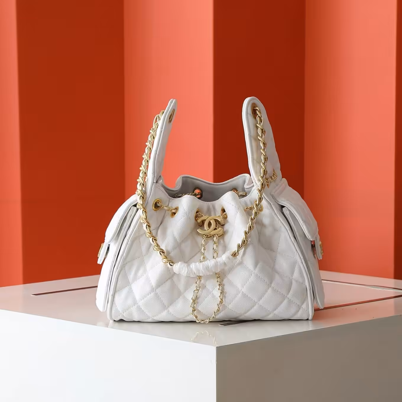 Chanel 25 Mini White Hobo Bag (With Box)