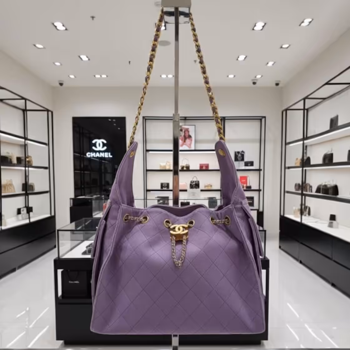 Chanel Iconic 25 Purple Large Premium Hobo Bag (With Box)