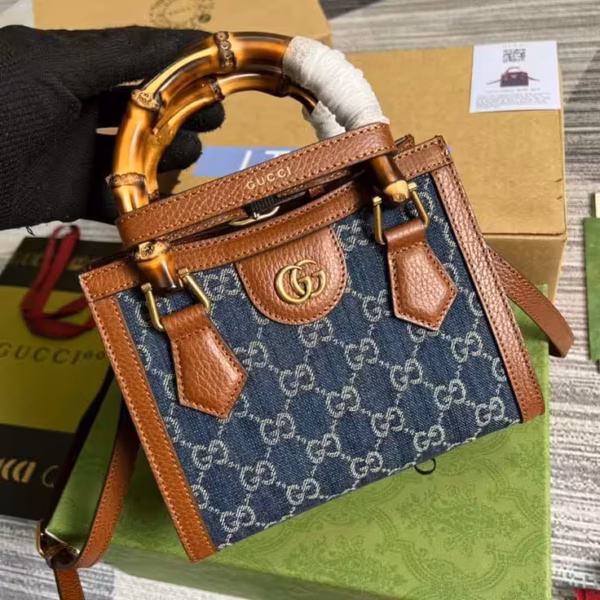 WhatsApp Image 2025-12-18 at 10.51.22 PM Gucci Diana Mini Blue Canvas Hand Bag (With Box)
