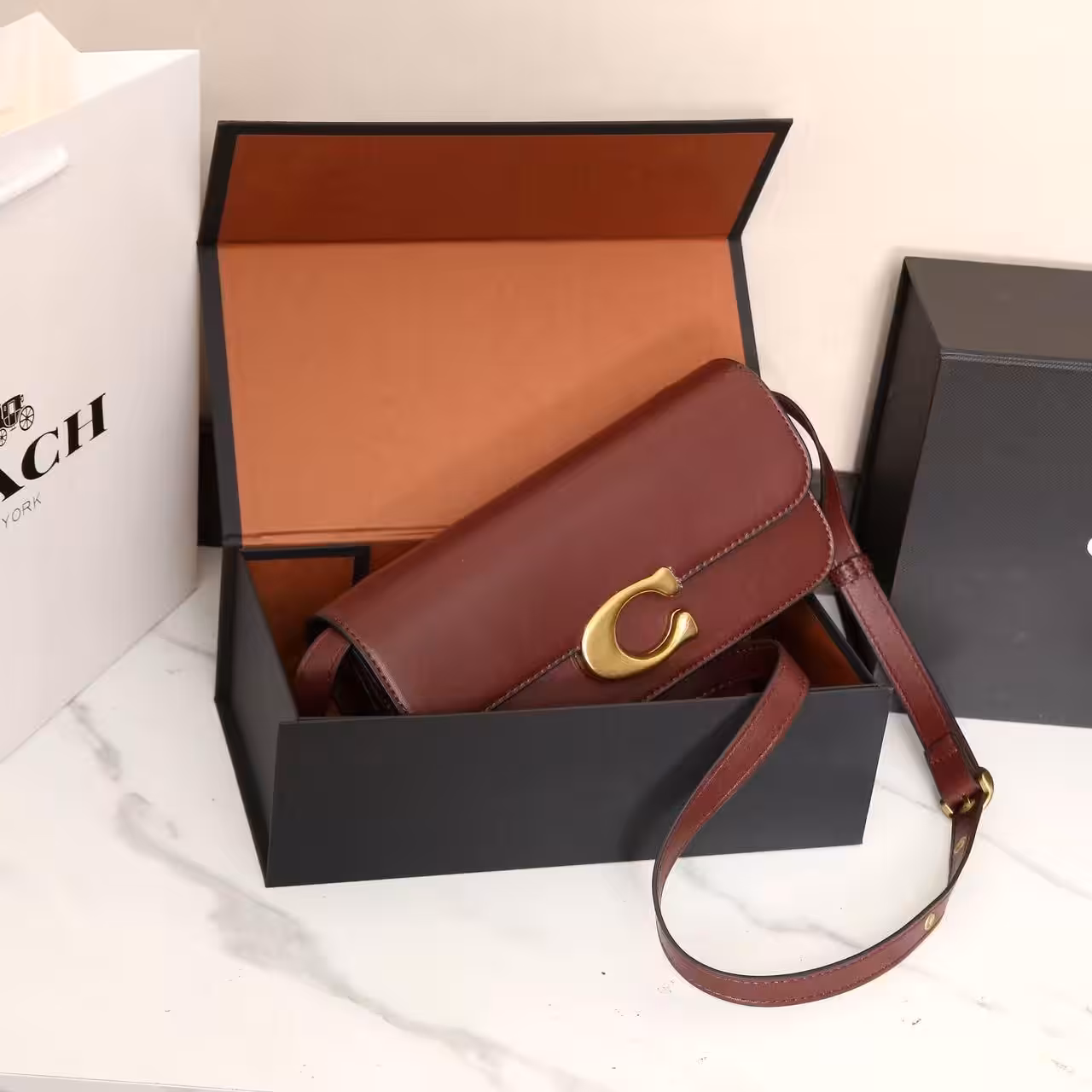 Coach Zoe Wine Color Shoulder Bag (With Box)