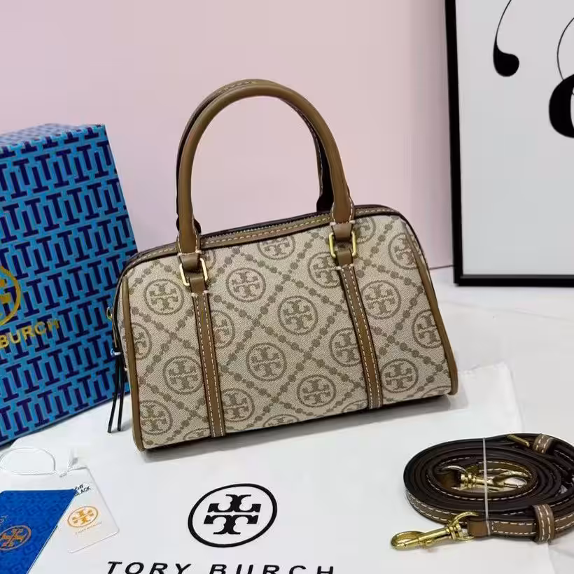 Tory Burch Small Petite Apricot Color Barrel Bag (With Box)