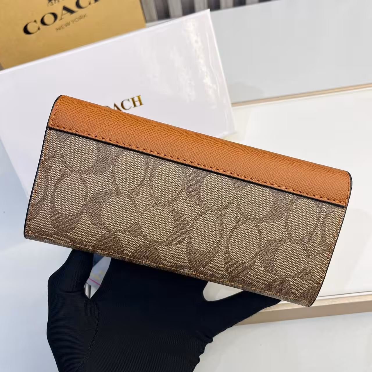 Coach Brown 3 Fold Envelop Signature Wallet