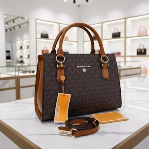 Michael Kors Coffee Brown Marilyn Large Saffiano Handbag
