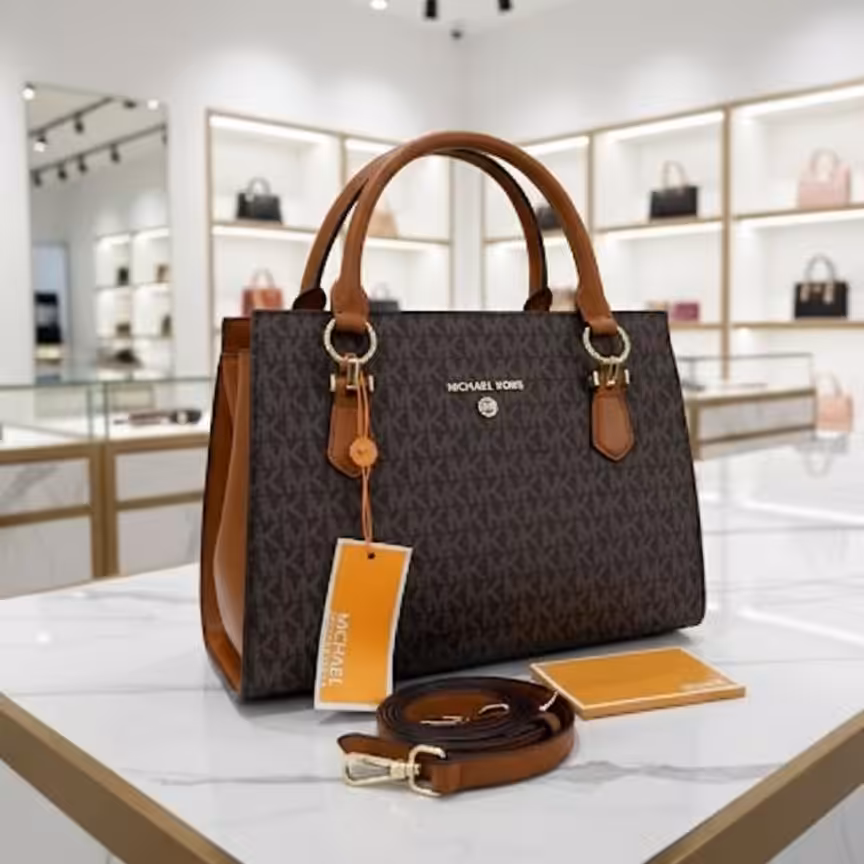 Michael Kors Coffee Brown Marilyn Large Saffiano Handbag