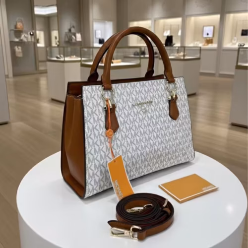 WhatsApp Image 2025-12-19 at 12.50.11 AM Michael Kors Beige Brown Marilyn Large Saffiano Handbag