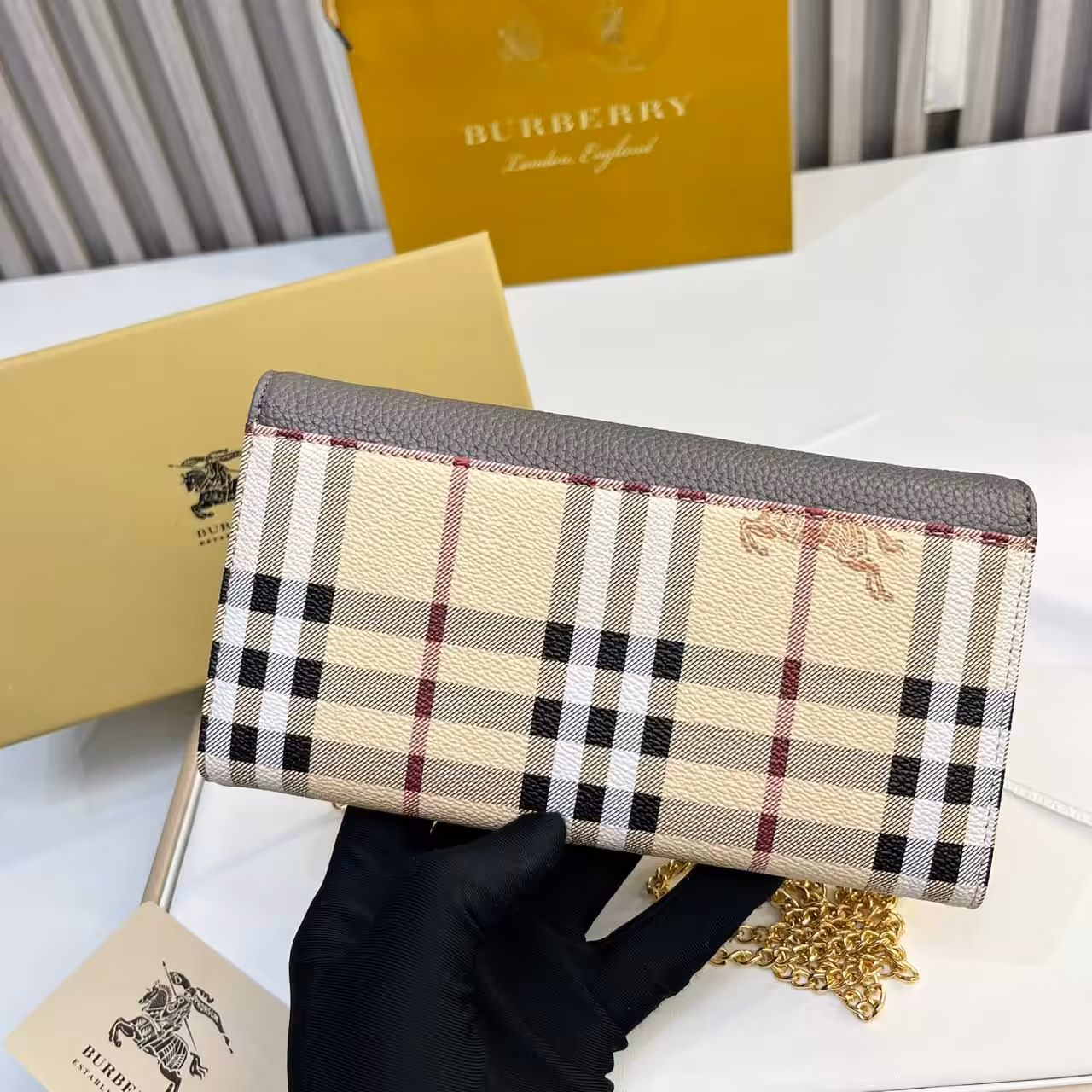 Burberry Loxely Long Gray Color Crossbody Sling Bag (With Box)