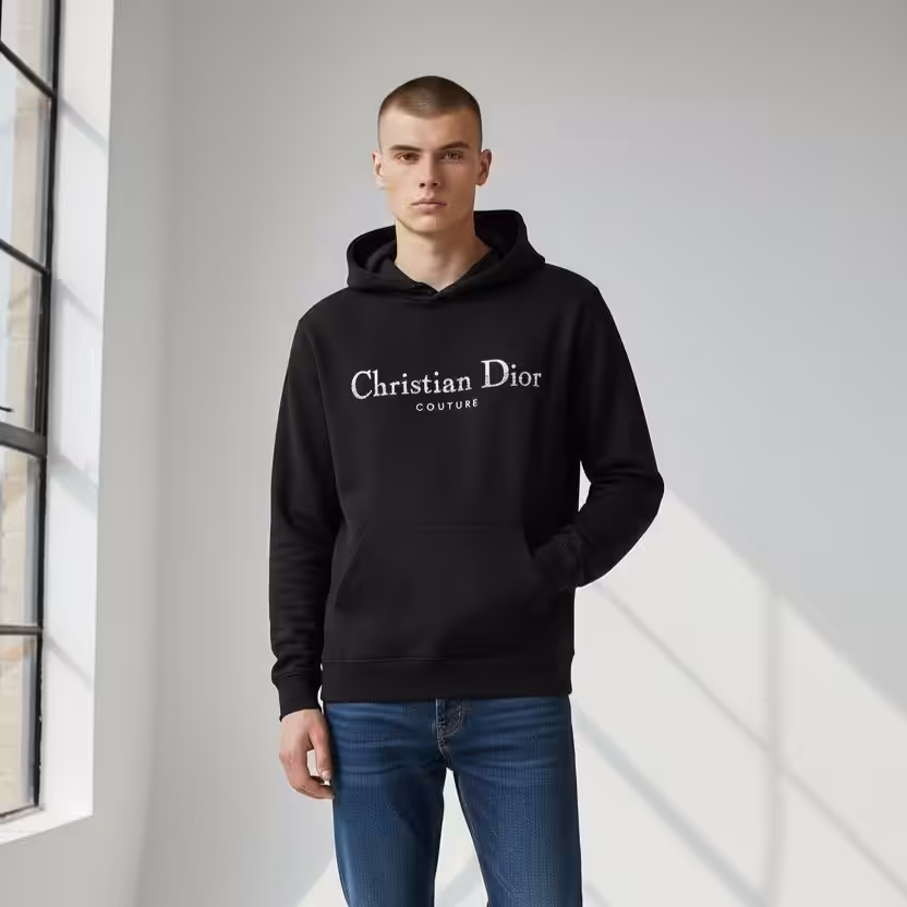 Christian Dior Couture Black Full Sleeve Men’s Hoodie