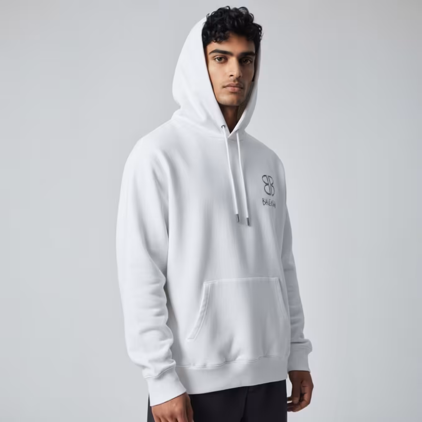 Balenciaga BB White Full Sleeve Men’s Hoodie