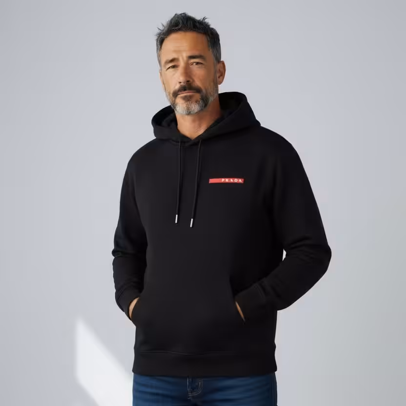 Prada Linea Rossa Black Full Sleeve Men’s Hoodie
