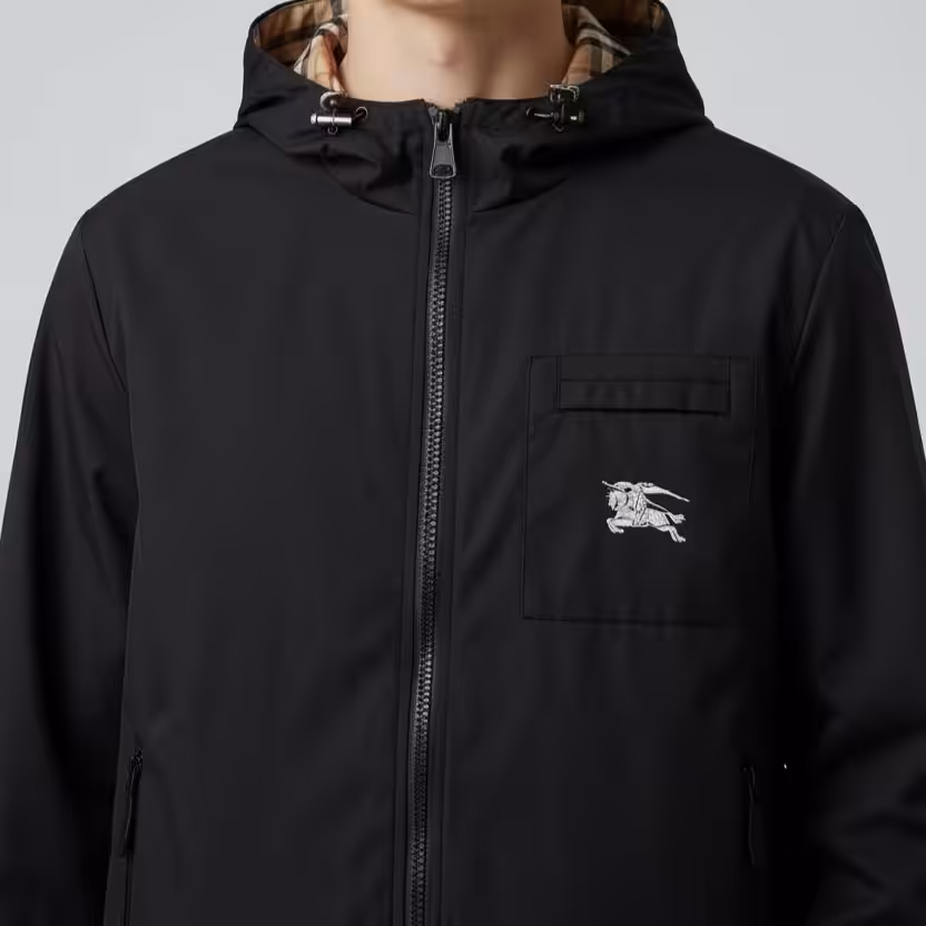 Burberry Vintage Black Hooded Wind Cheater Jacket