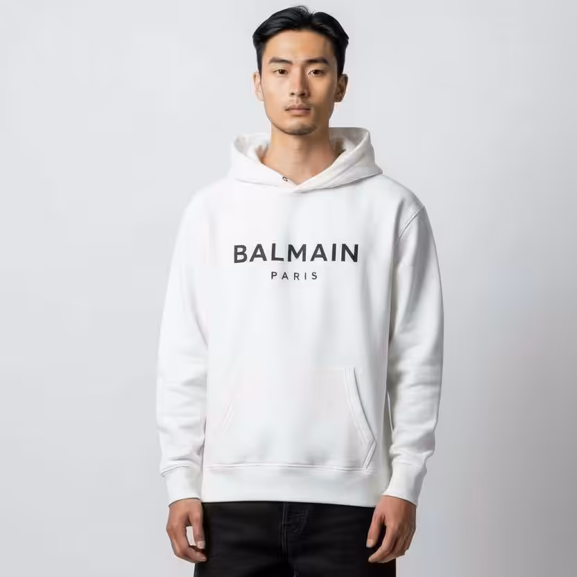 Balmain White Full Sleeve Men’s Hoodie
