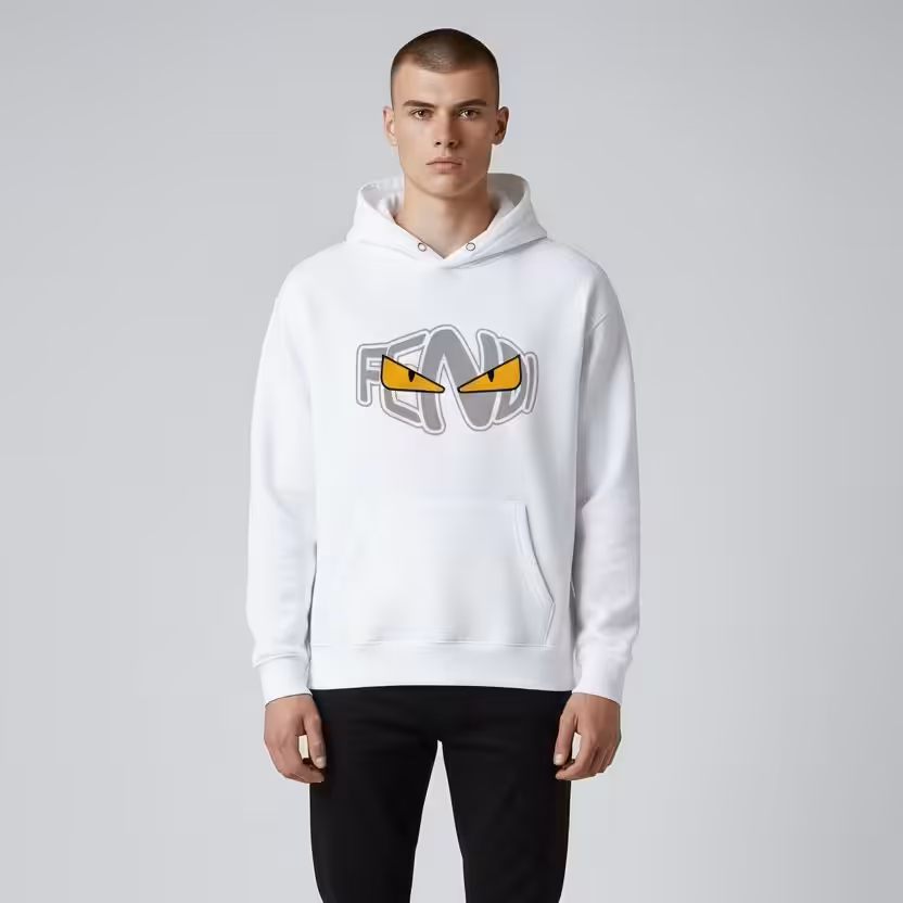 Fendi White Full Sleeve Men’s Hoodie