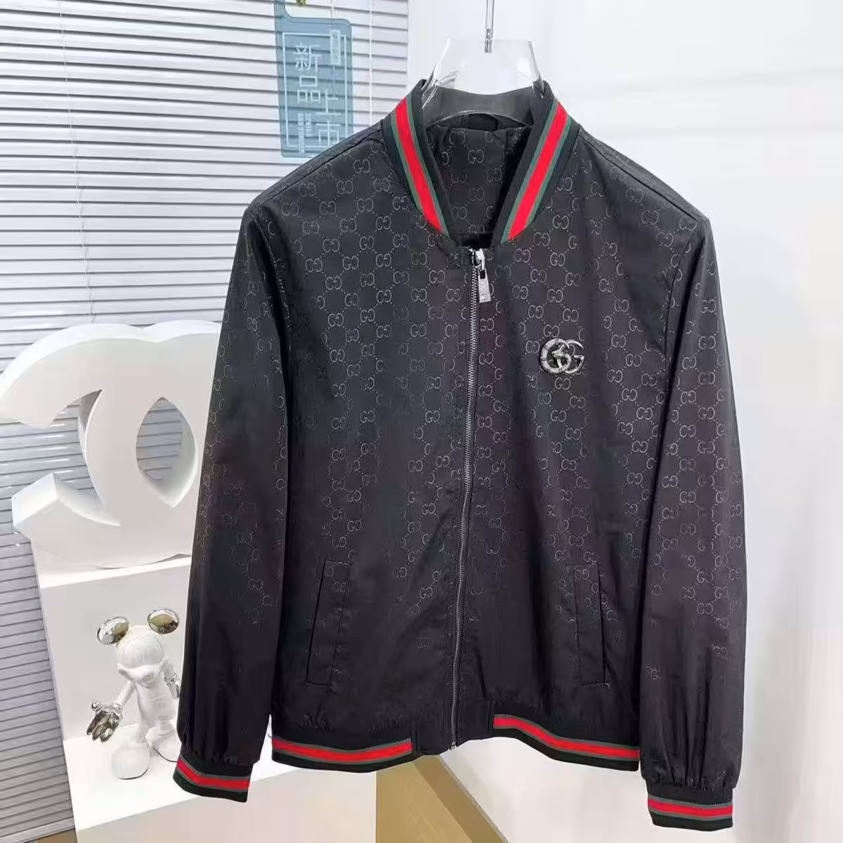 Gucci GG Black Monogram Wind Cheater Jacket