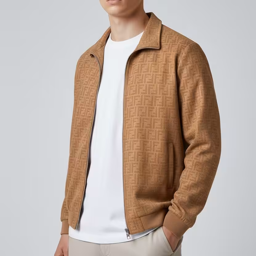 Fendi FF Embossed Khaki Wind Cheater Jacket