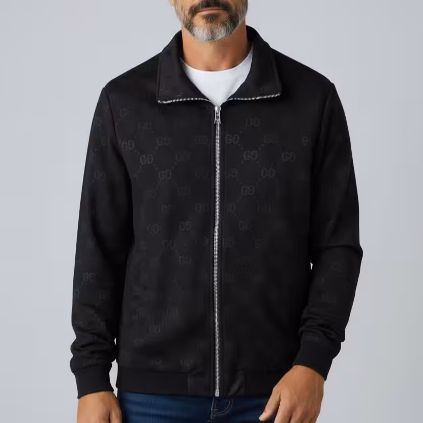 Gucci GG Embossed Black Wind Cheater Jacket