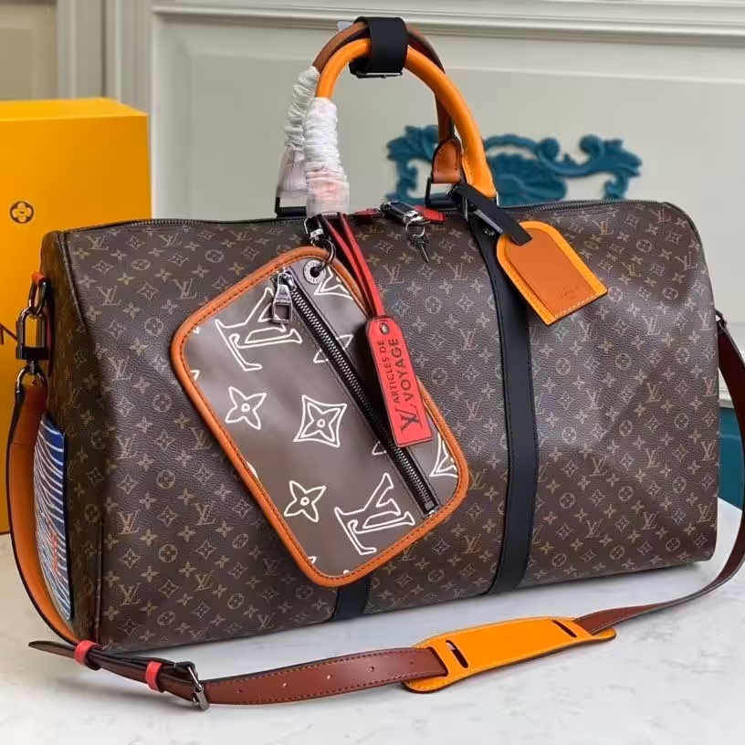 Louis Vuitton Keepall Bandoulier 50 Coffee Travel Bag