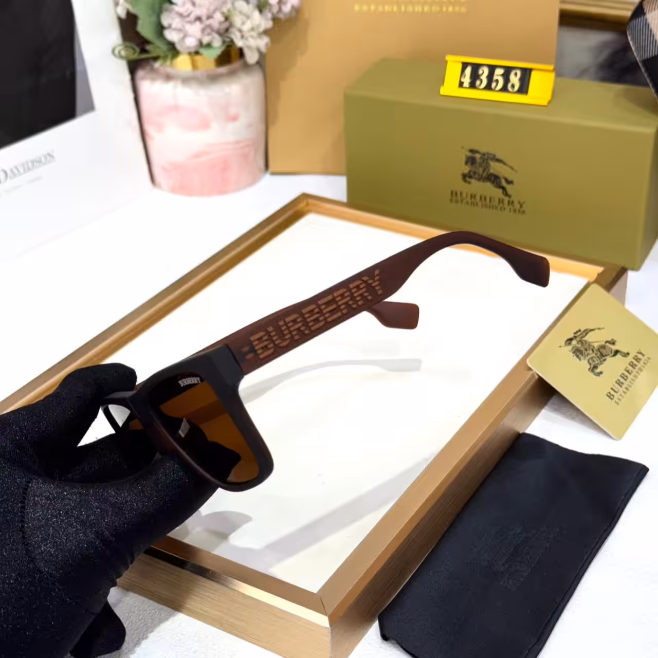 Burberry Brown Square Signature Check Sunglasses